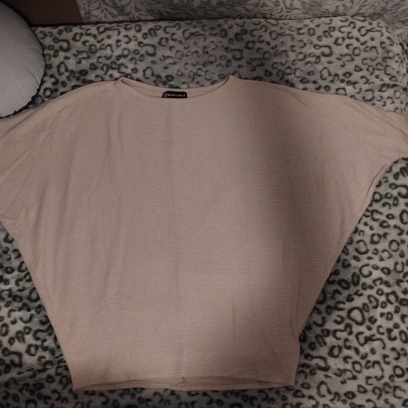 Wantable Brand Brushed Rib Intermingle Dolman Top in Oatmeal Color XL - Picture 4 of 6